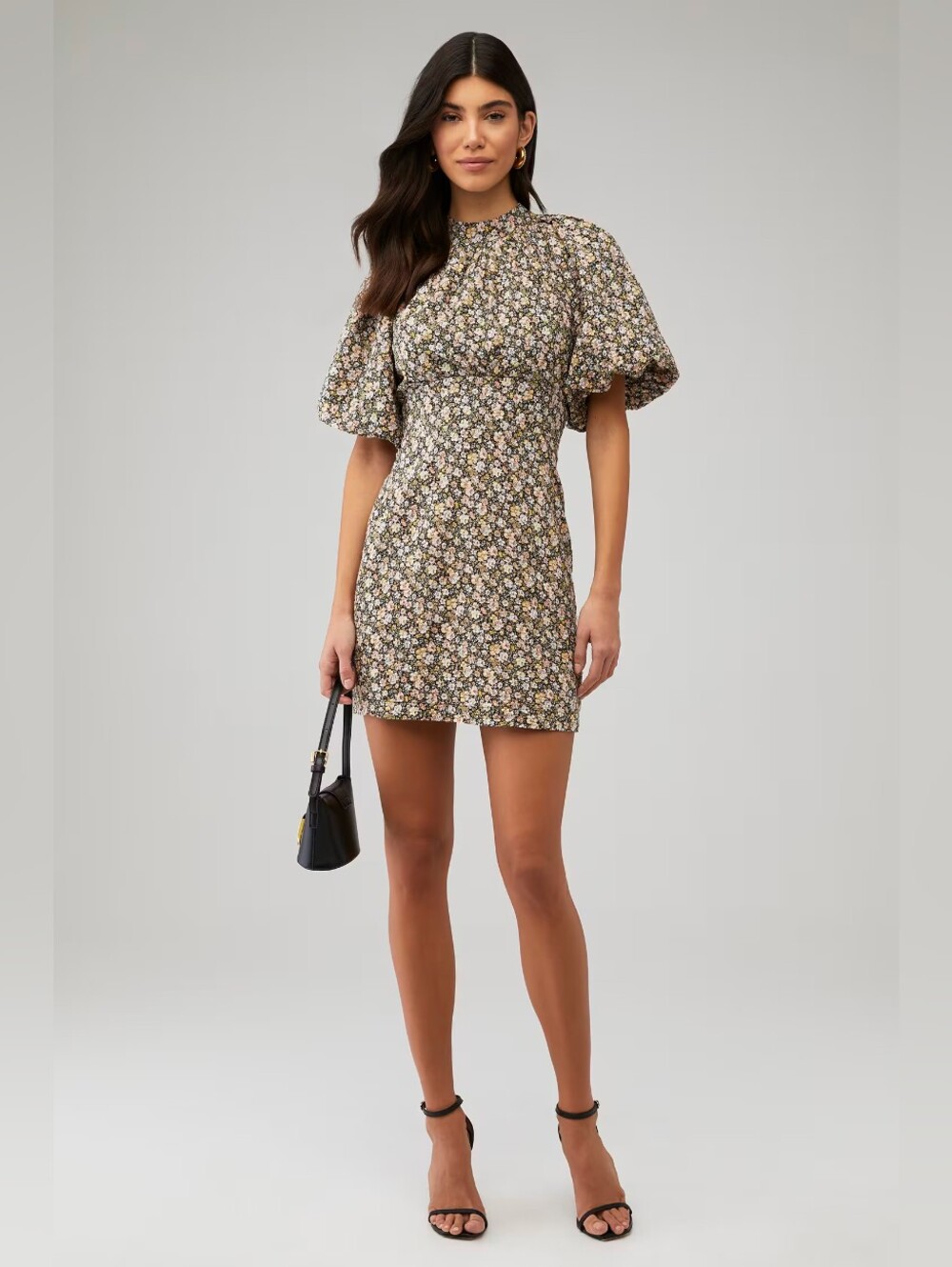 MINKPINK Electric Mini Dress, Floral Print, Balloon Short Sleeves, Size Small